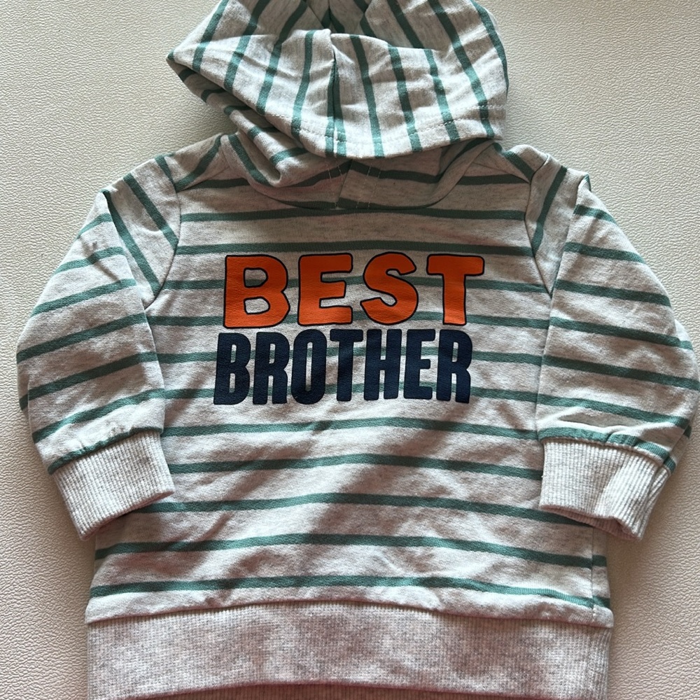 Carter's Striped Hoodie with 'Best Brother' Design